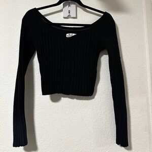 Hollister Cropped Ribbed Off the Shoulder Sweater